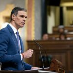 El presidente del Gobierno, Pedro Sánchez, en su comparecencia ante el pleno. (Foto: Congreso)