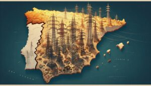 Un mapa de España con torres de electricidad que sea una imagen seria, no un dibujo
