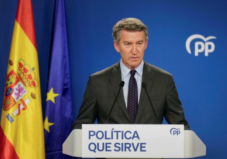 Alberto Núñez Feijóo en una comparecencia en la sede nacional del Partido Popular. (Foto: PP)