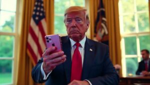 Donald Trump con un iPhone