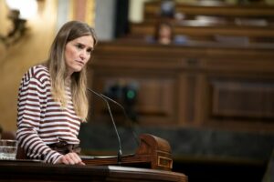 Sara Aagesen, vicepresidenta tercera y ministra para la Transición Ecológica y el Reto Demográfico, en su comparecencia en la Cámara baja. (Foto: Congreso)