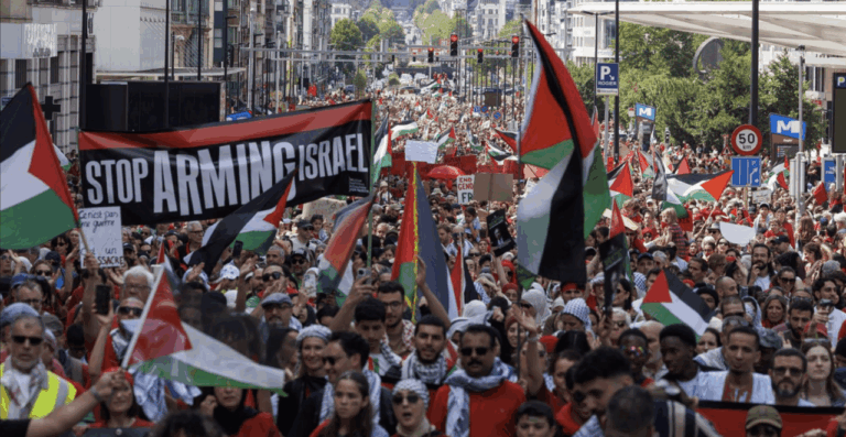 Manifestación contra la ofensiva militar israelí en Gaza en Bruselas (Foto: Europa Press)