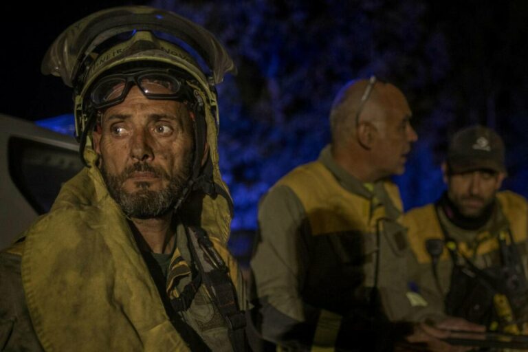 Bomberos forestales trabajaban en labores de extinción en la provincia de Ourense. / EFE/ Brais Lorenzo