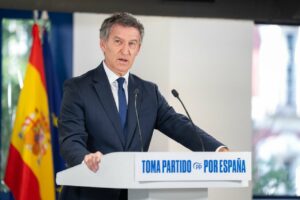 El líder del PP Alberto Núñez Feijóo en su balance del curso político Foto PP