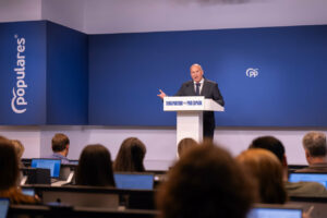 Imagen del secretario general del PP, Miguel Tellado, en una rueda de prensa. (Foto: PP)