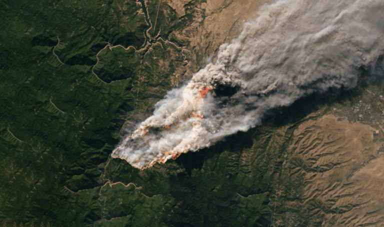 Incendio forestal visto desde el espacio. Los elementos de esta imagen fueron proporcionados por la NASA./ Artsiom P / Adobe Stock