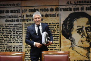 El ministro Fernando Grande-Marlaska en la comisión de Interior del Senado. (Foto: Senado)