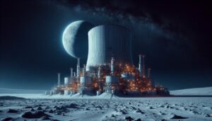 Representación de un reactor nuclear en la superficie de la Luna