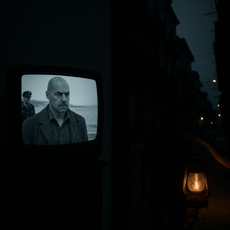 El comisario Montalbano en la pantalla y, al otro lado, la realidad cubana a oscuras: la ficción interrumpida por un apagón del SEN