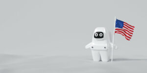 Robot con una bandera de EEUU