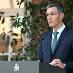 El presidente del Gobierno, Pedro Sánchez, en su declaración institucional para anunciar nuevas medidas contra el genocidio en Gaza. (Foto: Pool Moncloa/Borja Puig de la Bellacasa)