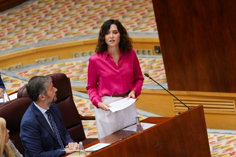 La presidenta de la Comunidad de Madrid, Isabel Díaz Ayuso, en un pleno de la Asamblea. (Foto: Comunidad de Madrid)