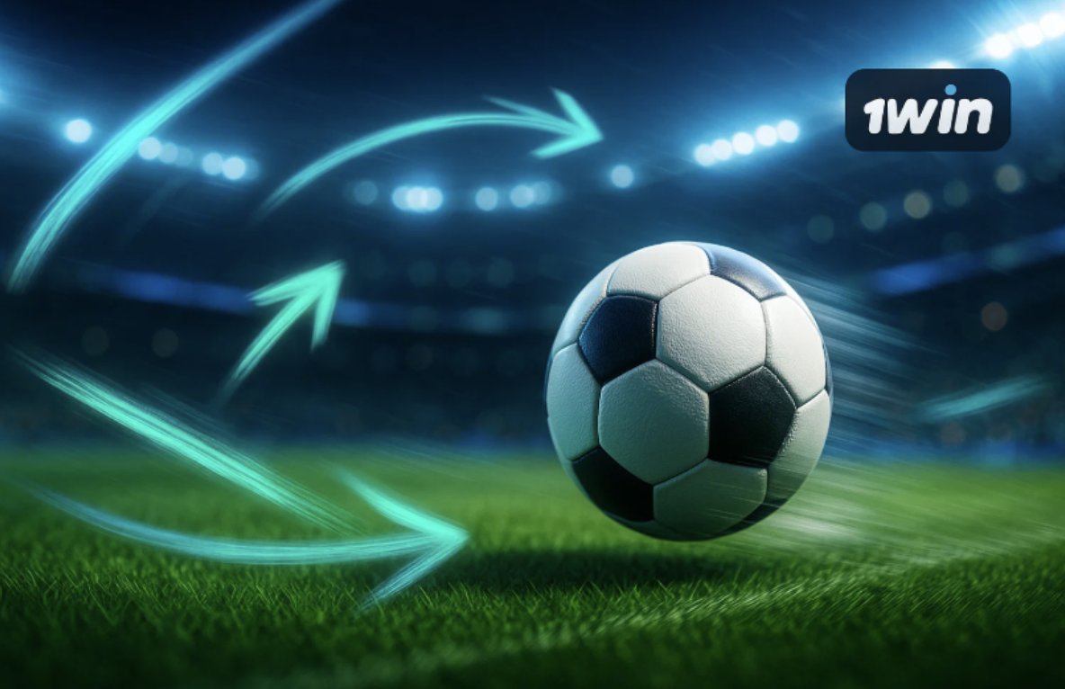 Pelota de fútbol en movimiento en un campo iluminado