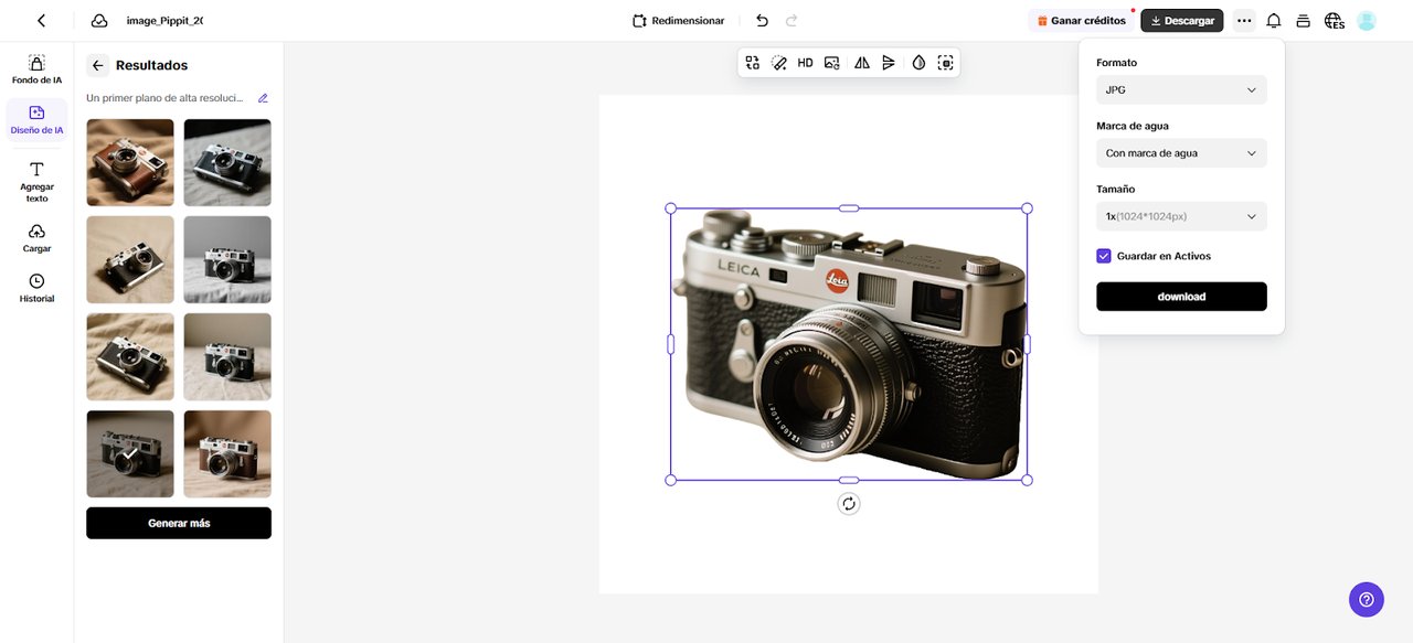 Interfaz de un editor de video que elimina fondos de grabaciones aéreas
