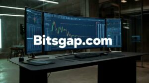 Pantalla de trading de criptomonedas con gráficos y datos de Bitsgap.