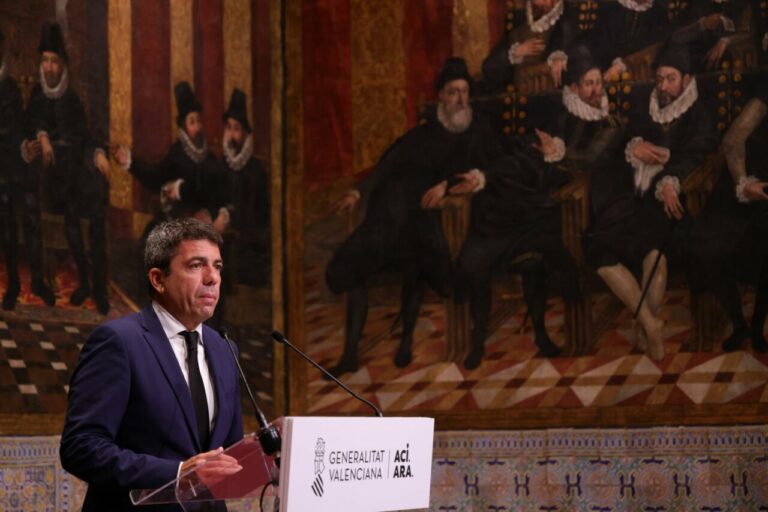 El presidente de la Generalitat Valenciana, Carlos Mazón, en su declaración institucional con motivo del primer aniversario de la Dana. (Foto: Generalitat)