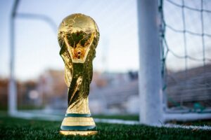 Copa del Mundial de Fútbol en un campo de fútbol