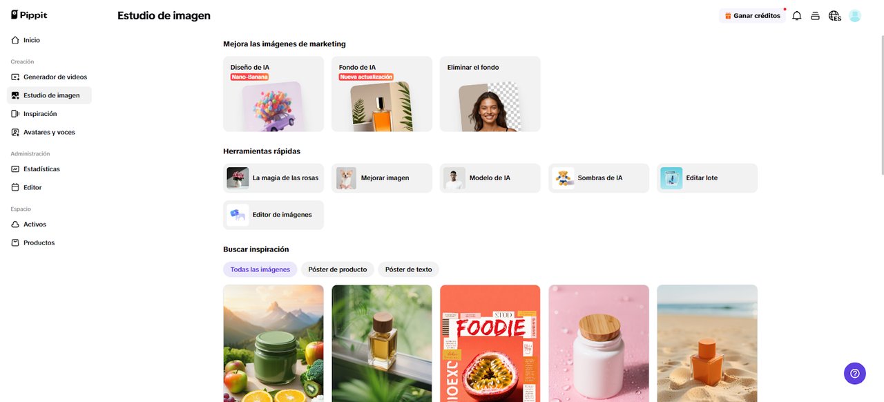 Interfaz del editor de video gratuito Pippit para eliminar fondo de imágenes
