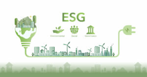 Ilustración sobre ESG con energías renovables y sostenibilidad