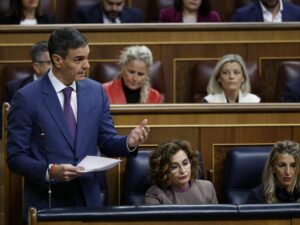 El presidente del Gobierno, Pedro Sánchez, en la sesión de control. (Foto: Congreso)