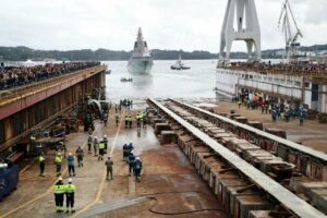 Ceremonia de la botadura de la fragata F-111, en el astillero de Navantia en Ferrol (Foto: Raúl Lomba - Europa Press)