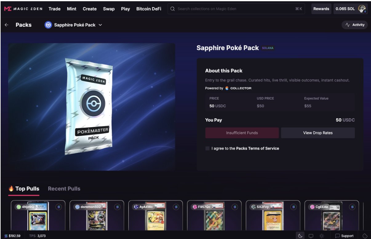 Paquete de cartas Pokémon Sapphire en Magic Eden