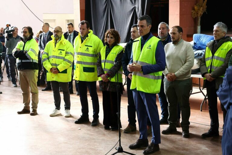 El presidente del Gobierno, Pedro S&aacute;nchez, en una declaraci&oacute;n ante los medios tras visitar la zona afectada por el accidente ferroviario de Adamuz. (Foto: Moncloa)