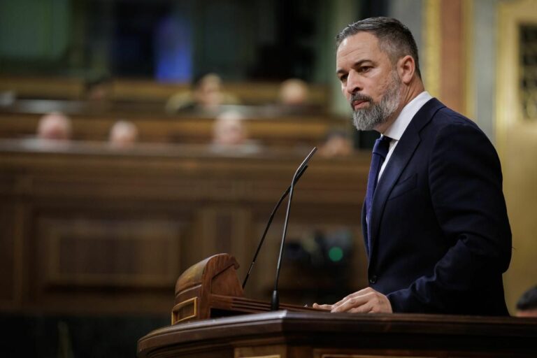 El l&iacute;der de Vox, Santiago Abascal, en una imagen en el Pleno del Congreso. (Foto: Congreso)