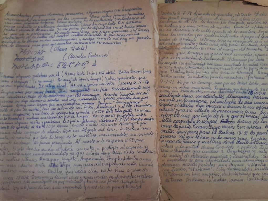 Texto escrito a mano sobre experiencias en Angola y la guerra