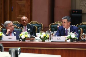 El presidente del Gobierno, Pedro S&aacute;nchez, en la Cumbre de Impacto de la IA en Nueva Delhi. (Foto: Pool Moncloa/Fernando Calvo)