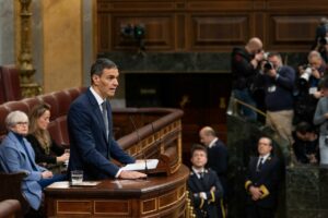 El presidente del Gobierno, Pedro S&aacute;nchez, en su comparecencia ante el Pleno del Congreso. (Foto: PSOE / Eugenia Morago)