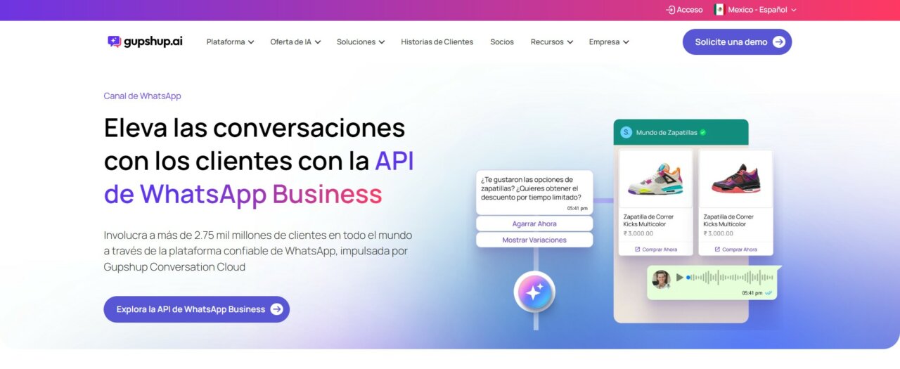 Interfaz de Gupshup para crear bots en WhatsApp