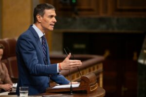 El presidente del Gobierno, Pedro S&aacute;nchez, en su comparecencia ante el Pleno del Congreso. (Foto: Eugenia Morago / PSOE)