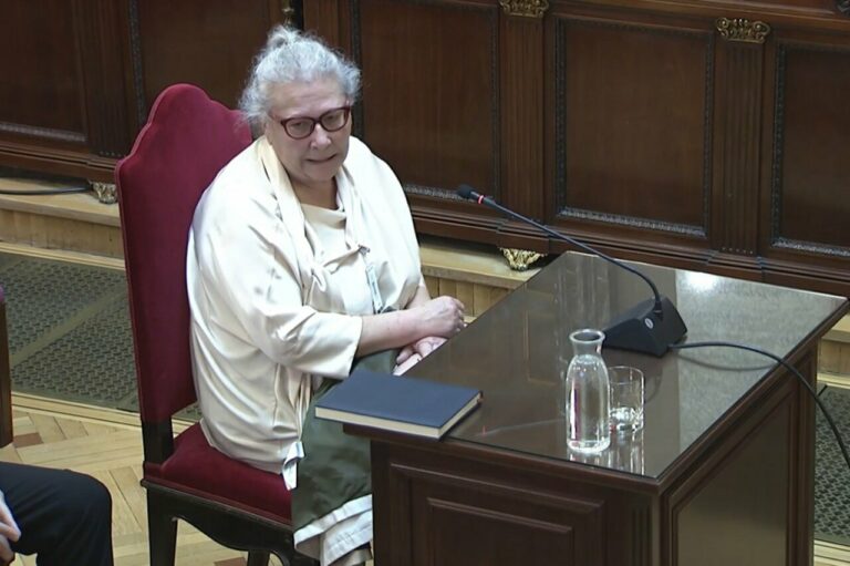 La empresaria Carmen Pano durante su declaraci&oacute;n como testigo en el juicio de las mascarillas en el Tribunal Supremo. (Foto: Tribunal Supremo / Europa Press)