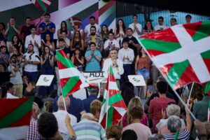 El presidente del PNV, Aitor Esteban, en el acto del PNV de este domingo en Durango.