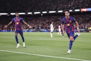 Ferran Torres celebra un gol durante el partido de LaLiga EA Sports entre el FC Barcelona y el Real Madrid CF en el Spotify Camp Nou de Barcelona, (Foto: Javier Borrego / AFP7 / Europa Press)