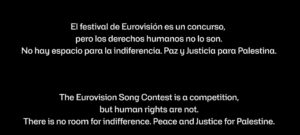 Mensaje de apoyo de RTVE sobre Palestina durante Eurovisi&oacute;n 2026.