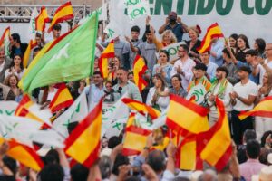 Imagen de Santiago Abascal en el acto de Vox de cierre de la campa&ntilde;a a las elecciones en Andaluc&iacute;a. (Foto: Vox)